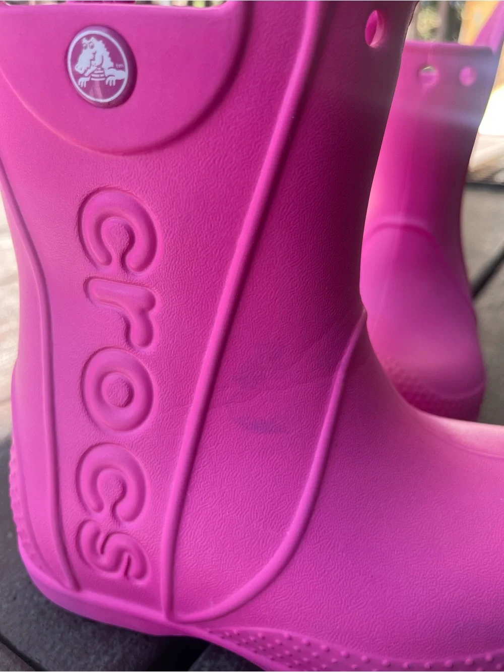 CROCS Toddler 7 Bright Pink Handle Rain Boots